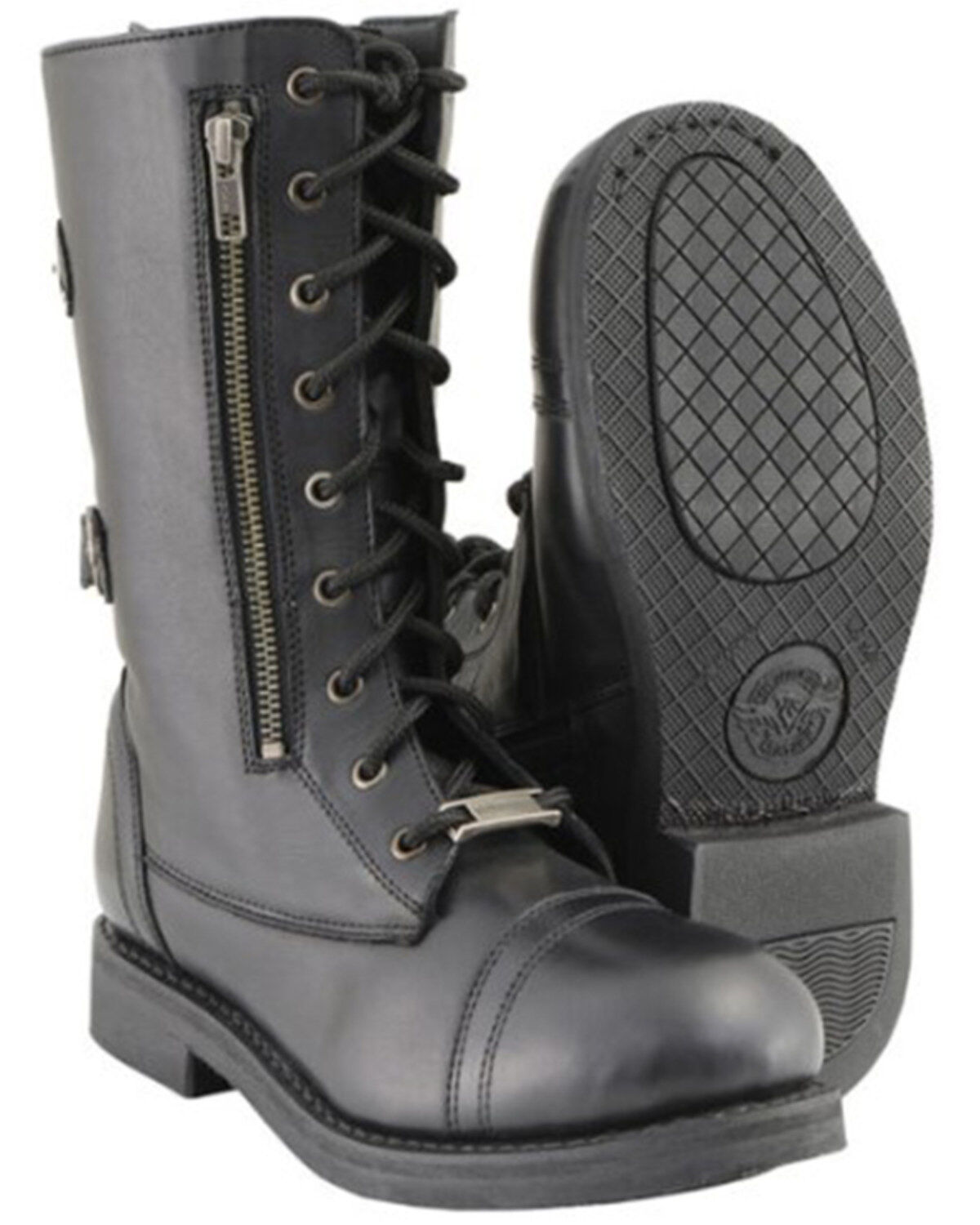 Image #4 - Milwaukee Leather Women's Tall Lace Front Buckles Back and Knife Storage Boots - Round Toe, Black, hi-res