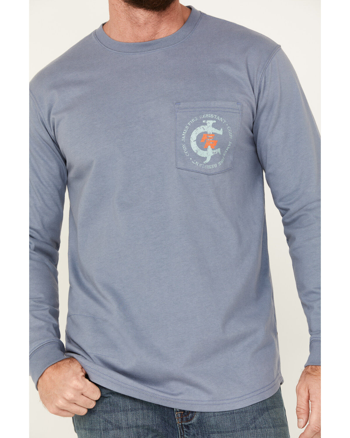 Image #3 - Cody James Men's FR Long Sleeve Pocket Graphic Work T-Shirt, Medium Blue, hi-res