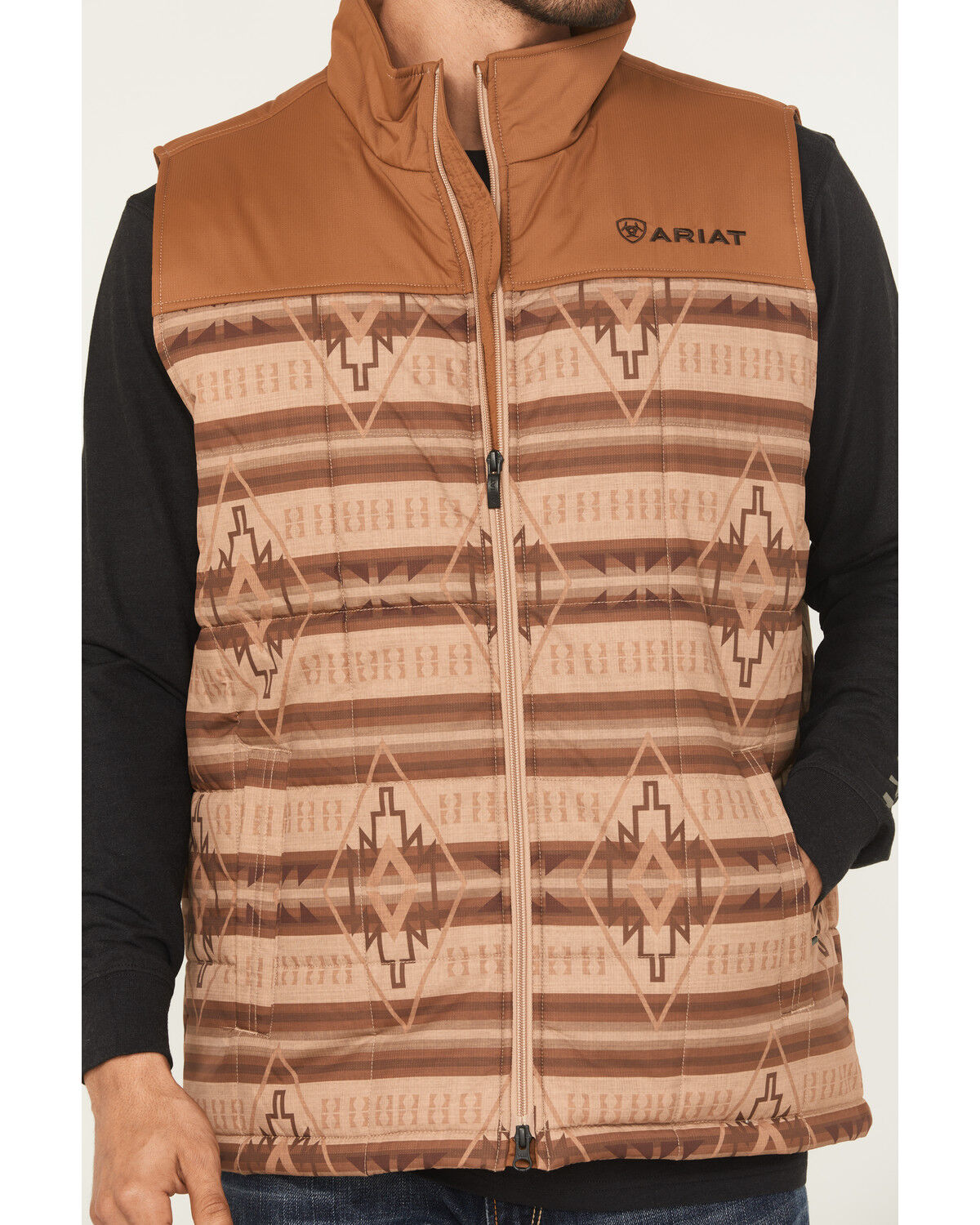 Image #3 - Ariat Men's Crius Southwestern Print Concealed Carry Insulated Vest, Khaki, hi-res