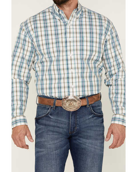 Image #3 - Stetson Men's Vintage Plaid Long Sleeve Button-Down Western Shirt , Blue, hi-res