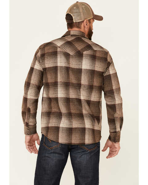 Pendleton Men's Brown & Red Canyon Plaid Long Sleeve Snap Western Flannel Shirt , Brown, hi-res