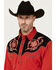 Image #2 - Scully Men's Floral Embroidered Long Sleeve Snap Western Shirt, Red, hi-res