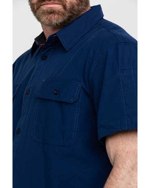 Image #4 - Hawx Men's Navy Solid Yarn Dye Two Pocket Short Sleeve Work Shirt - Tall , Navy, hi-res