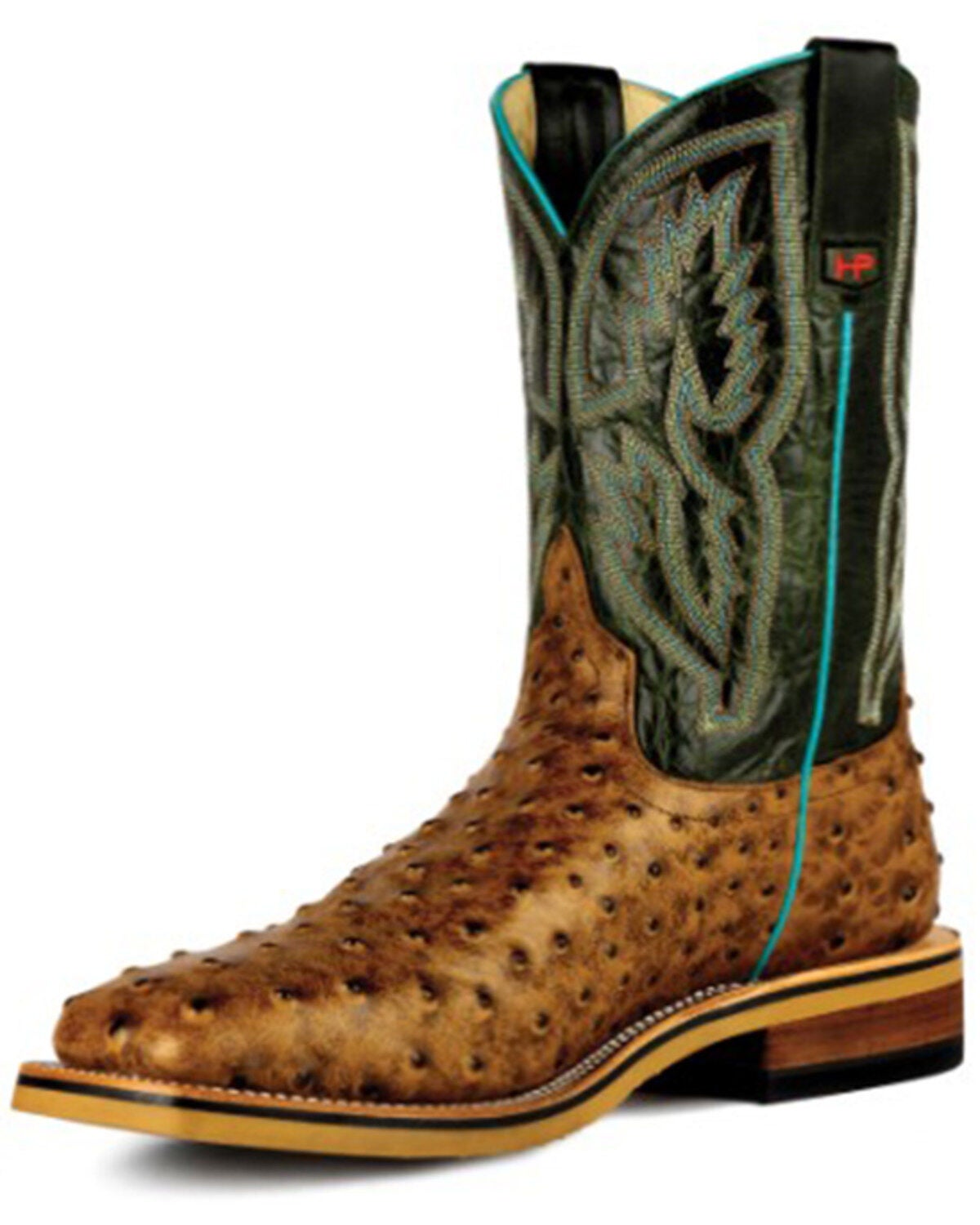 Horse Power Men's Ostrich Print Western Work Boots - Steel Toe, Honey, hi-res