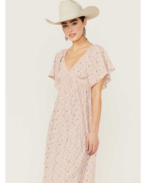 Image #2 - Yura Women's Short Sleeve Ruffle Hem Maxi Dress, Pink, hi-res