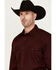 Image #2 - Wrangler Men's Geo Print Long Sleeve Snap Western Shirt, Burgundy, hi-res