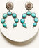 Shyanne Women's Cactus Rose Turquoise Blossom Earrings , Silver, hi-res