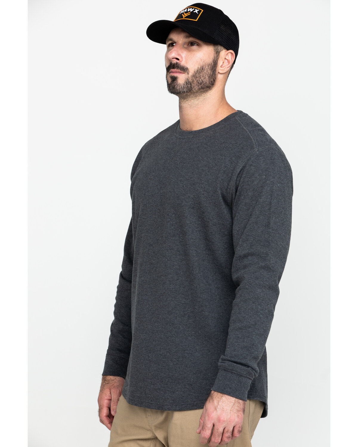 Image #3 - Hawx Men's Gray Solid Asphalt Thermal Crew Long Sleeve Work Shirt, , hi-res
