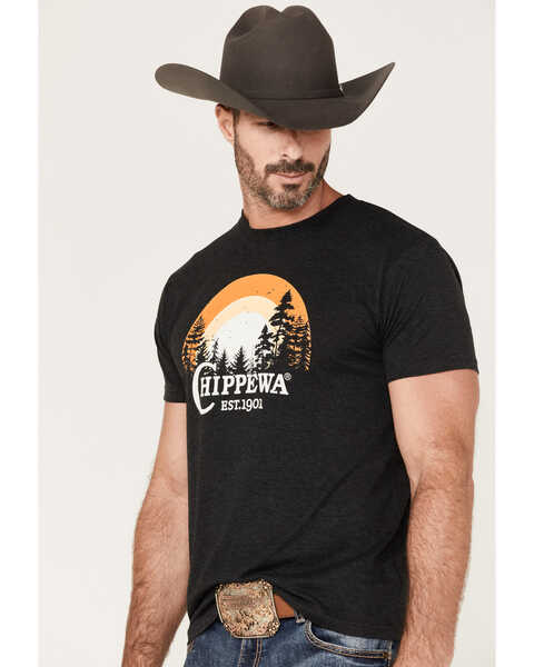 Chippewa Men's Sun Scene Logo Graphic T-Shirt, Black, hi-res