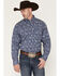 Image #1 - George Strait by Wrangler Men's Paisley Print Long Sleeve Button-Down Stretch Western Shirt, Blue, hi-res