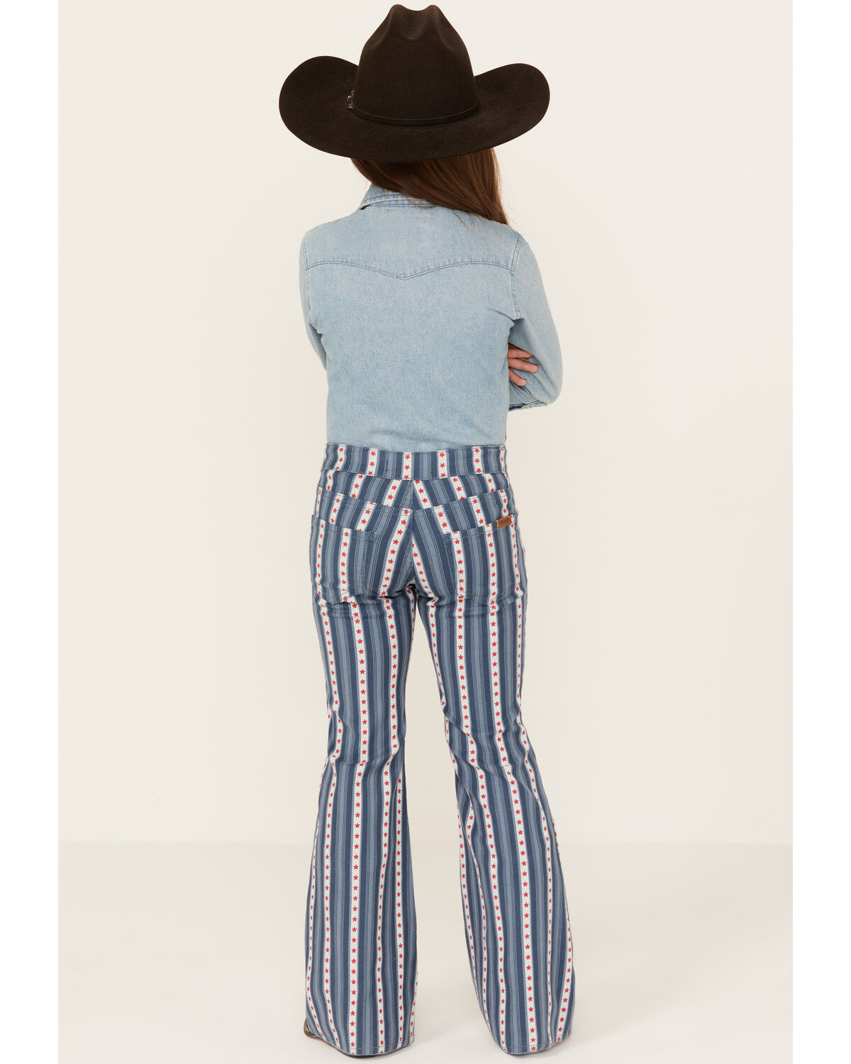 Image #3 - Rock & Roll Denim Americana Striped Flare Jeans, Navy, hi-res