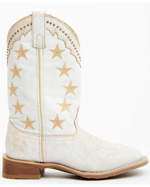 Laredo Women's Early Star 11" Studded Western Performance Boots - Broad Square Toe, White, hi-res