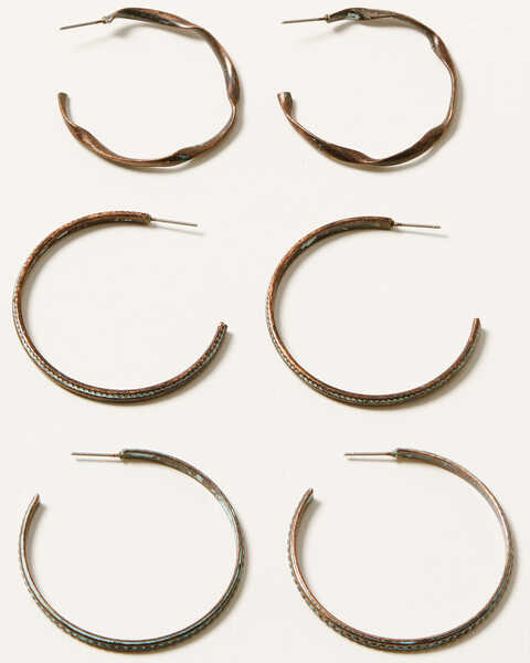 Image #1 - Shyanne Women's Bronze & Turquoise Hoop Earrings Set, Rust Copper, hi-res