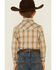 Roper Boys' Plaid Print Long Sleeve Snap Western Shirt , Orange, hi-res