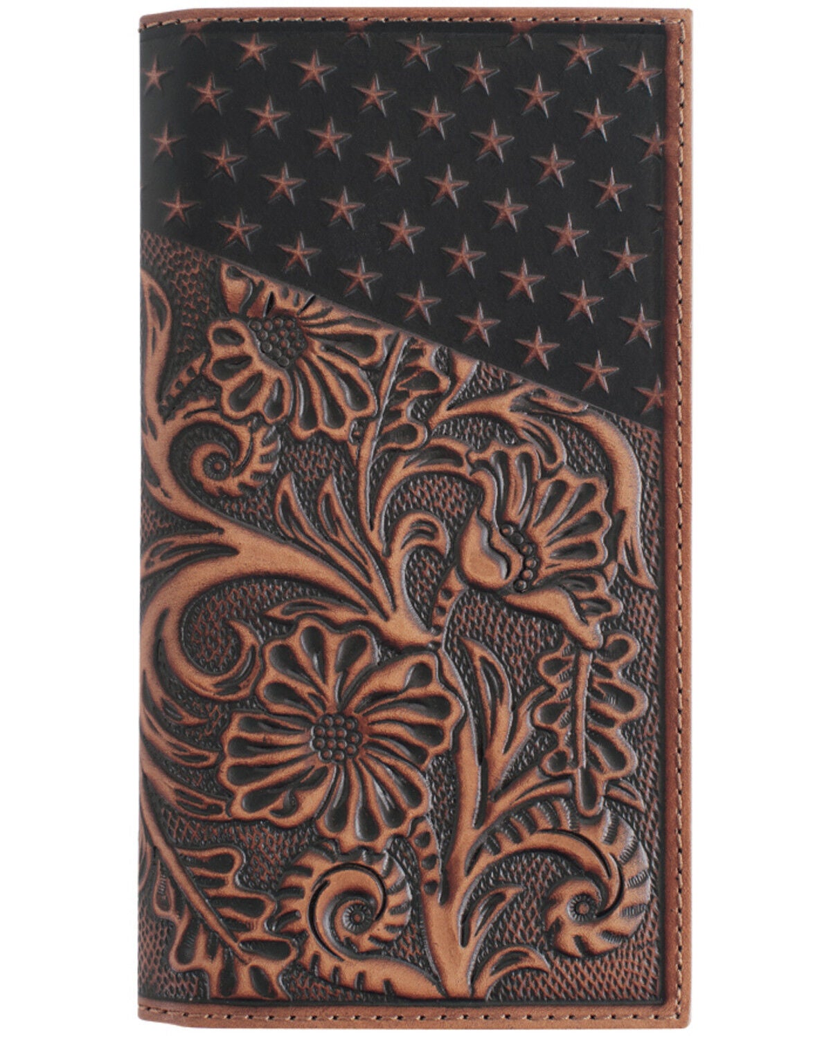 Cody James Men's Americana Tooled Leather Rodeo Wallet, Brown, hi-res