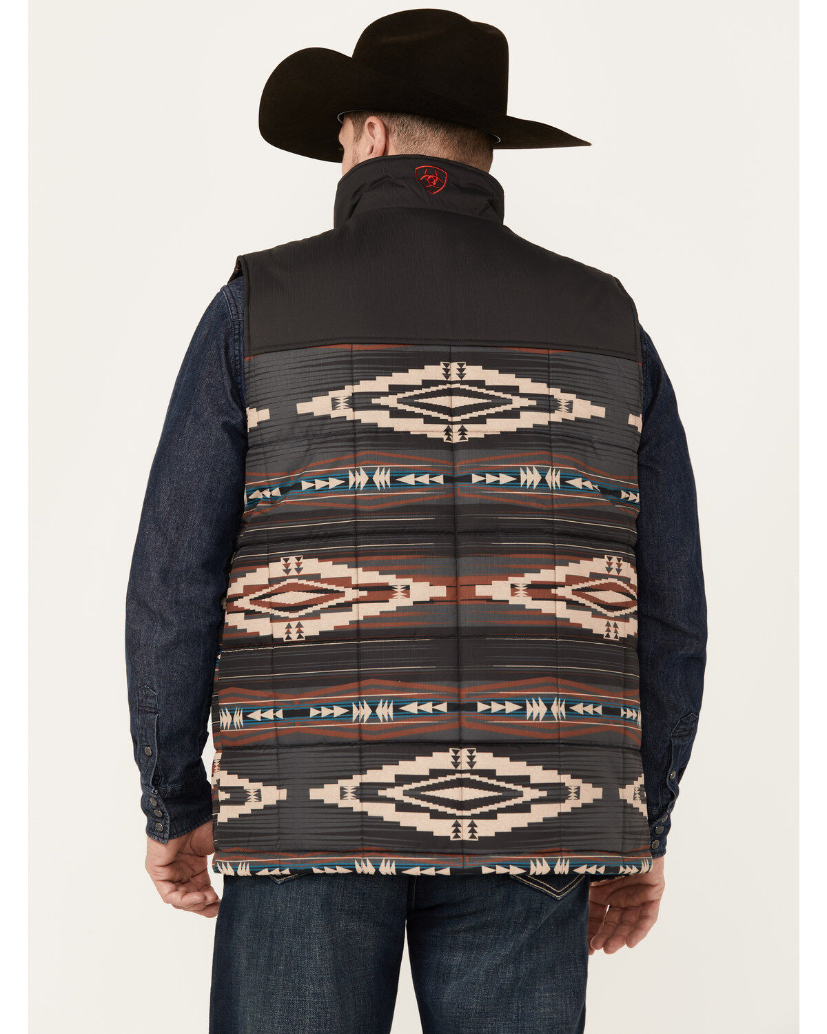Image #4 - Ariat Men's Crius Southwestern Print Insulated Vest, Dark Grey, hi-res