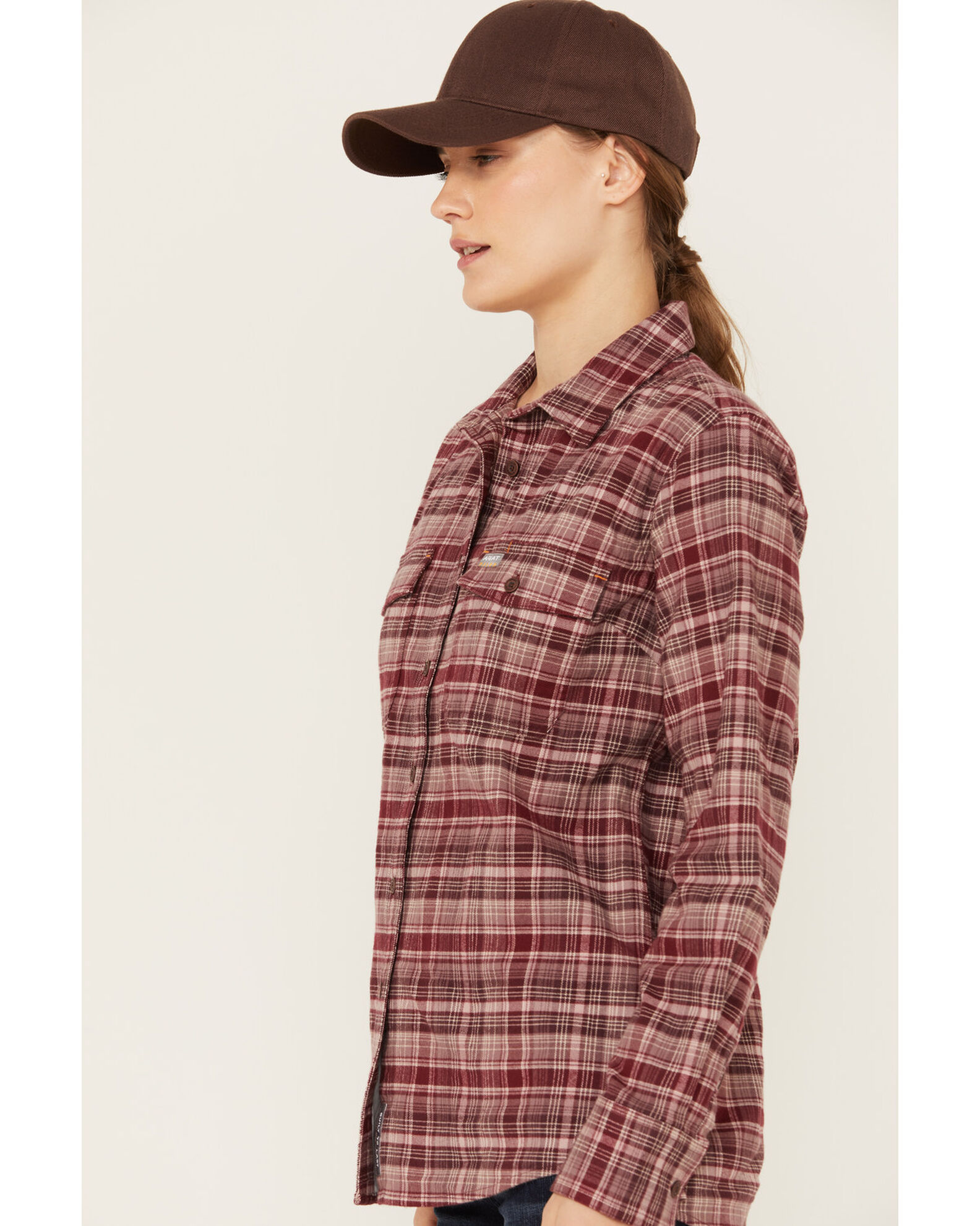 Image #2 - Ariat Women's Rebar Flannel DuraStretch Long Sleeve Button-Down Work Shirt, Purple, hi-res