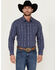 Image #1 - Wrangler Retro Men's Premium Linear Print Long Sleeve Snap Western Shirt, Blue, hi-res
