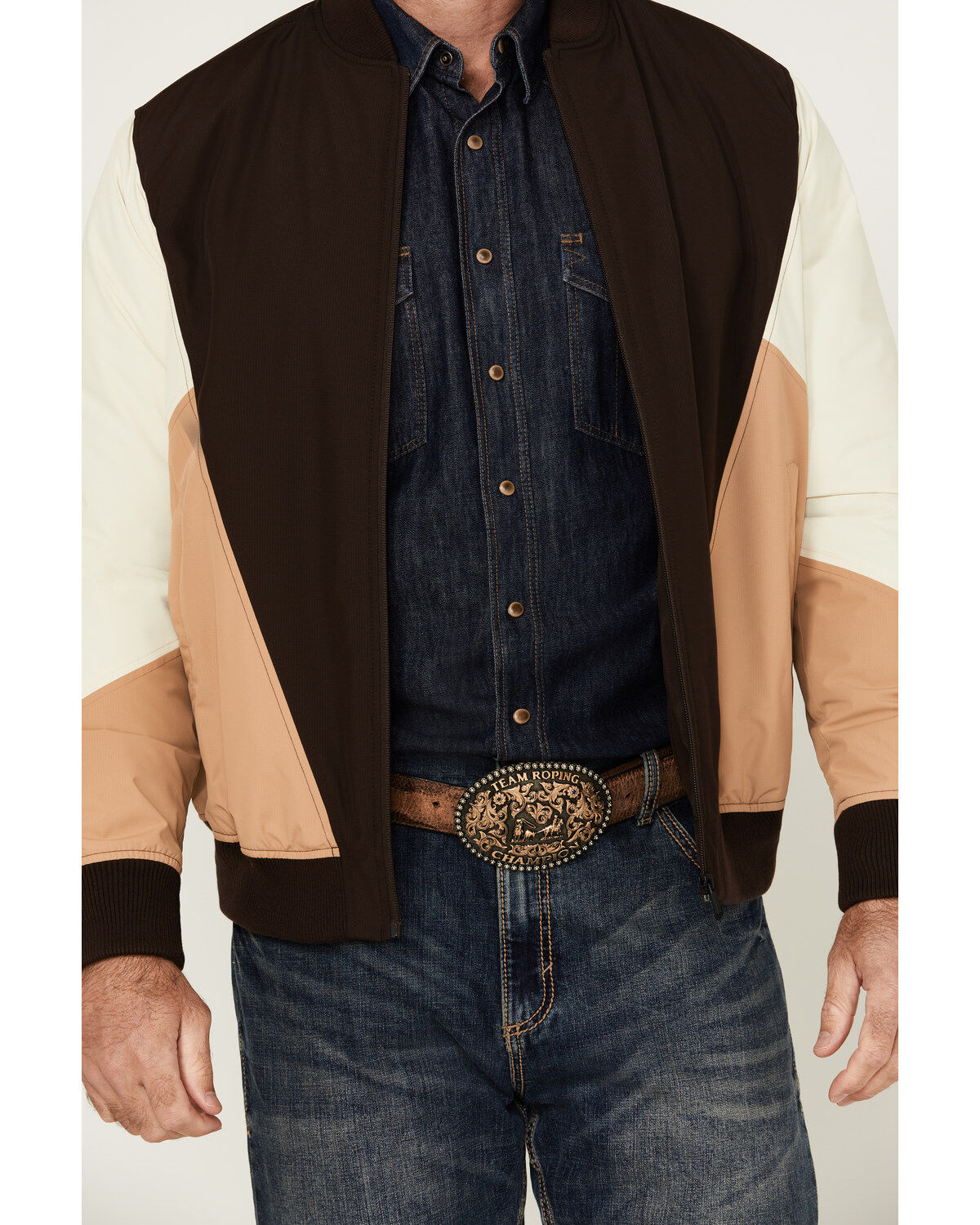 Image #3 - RANK 45® Men's Color Block Bomber Filled Windbreaker Jacket, Coffee, hi-res
