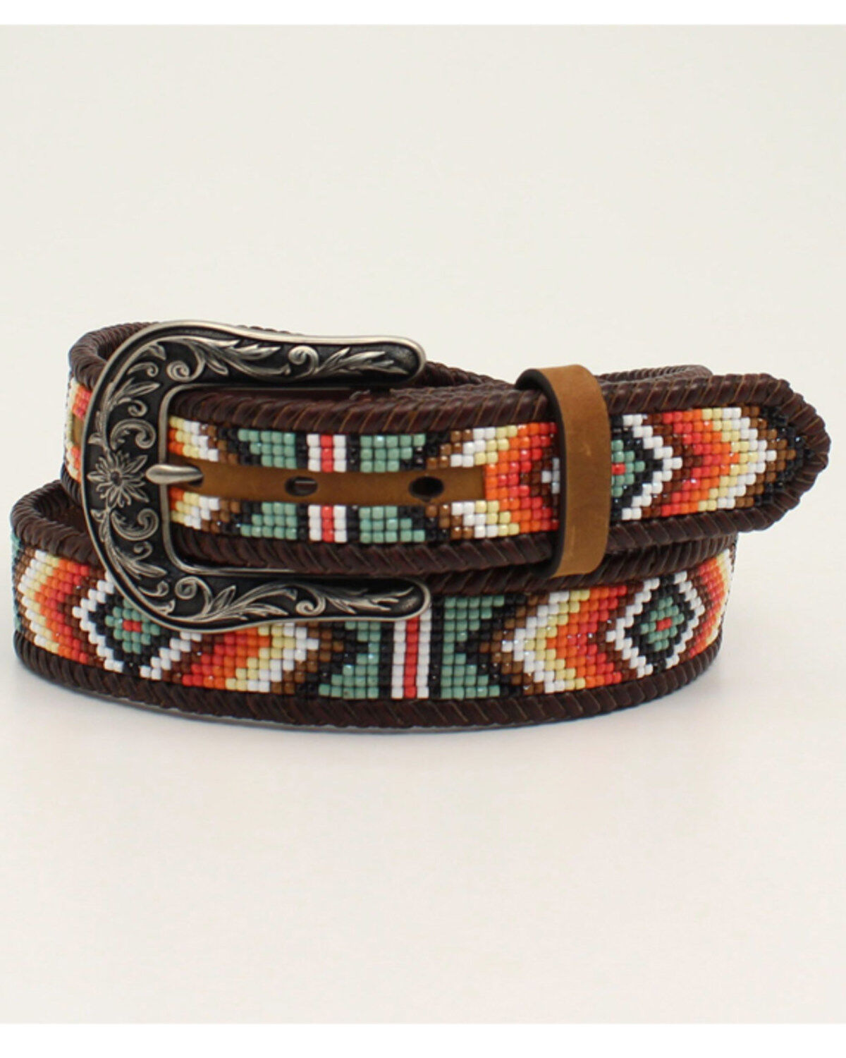 Image #1 - Nocona Women's Southwestern Beaded Western Belt, Tan, hi-res