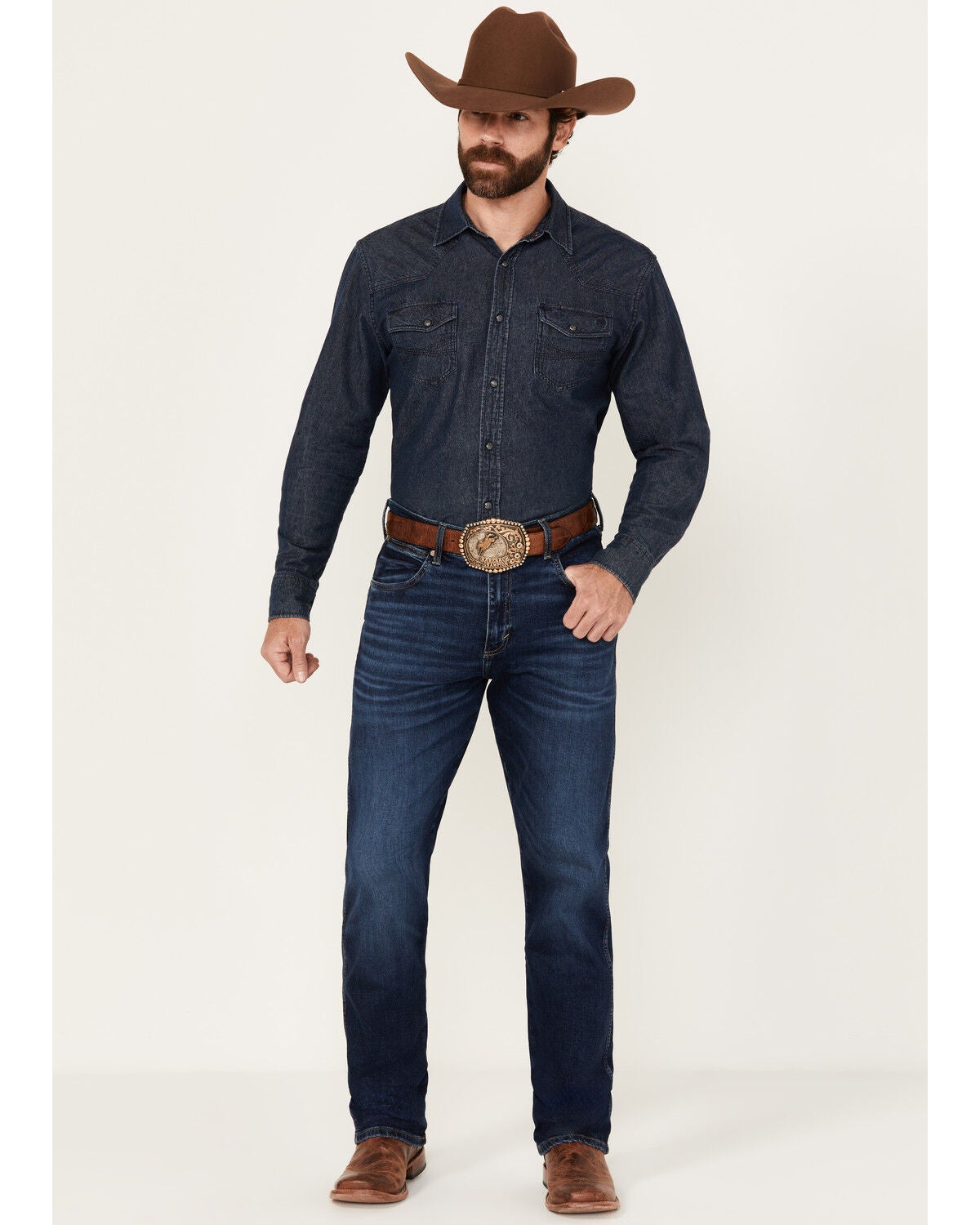 Wrangler Retro Men's Beckford Dark Wash Slim Straight Stretch Denim Jeans - Tall, Dark Wash, hi-res