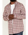 Cody James Men's Montana Plaid Print Long Sleeve Button Down Shirt , Burgundy, hi-res
