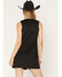 Image #4 - Rock & Roll Denim Women's Faux Suede Embellished Sleeveless Snap Mini Dress, Black, hi-res