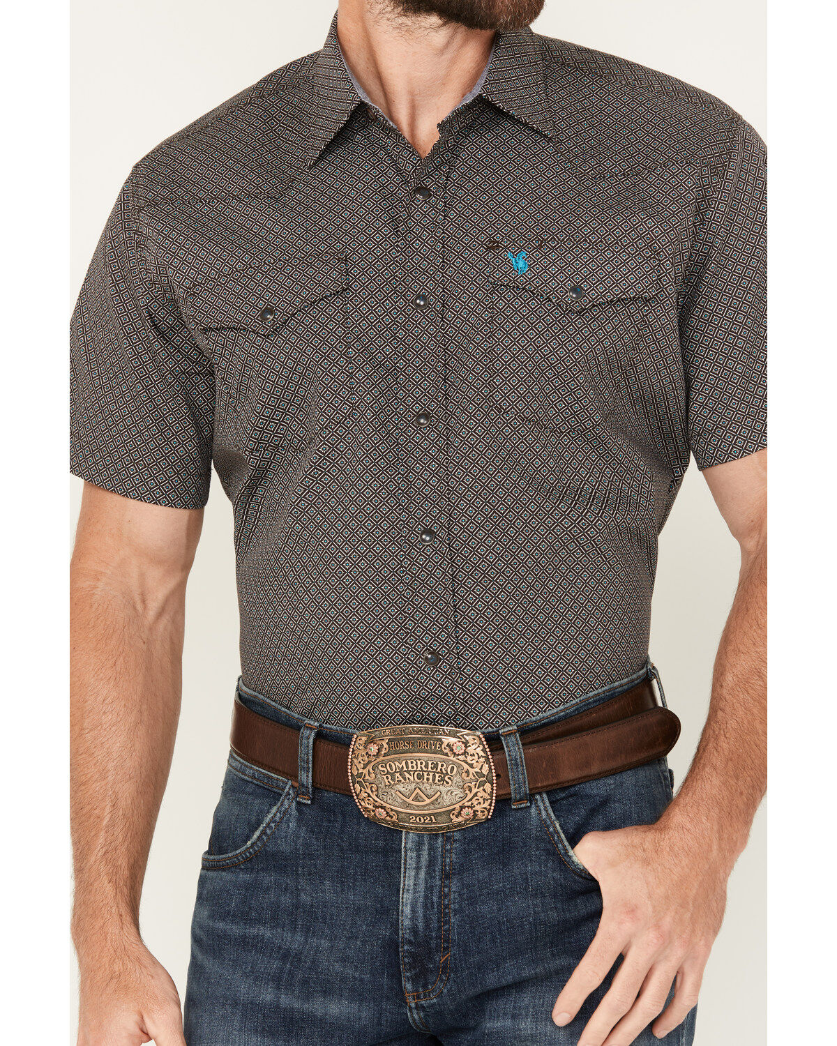 Image #3 - Rodeo Clothing Men's Printed Short Sleeve Snap Western Shirt, , hi-res