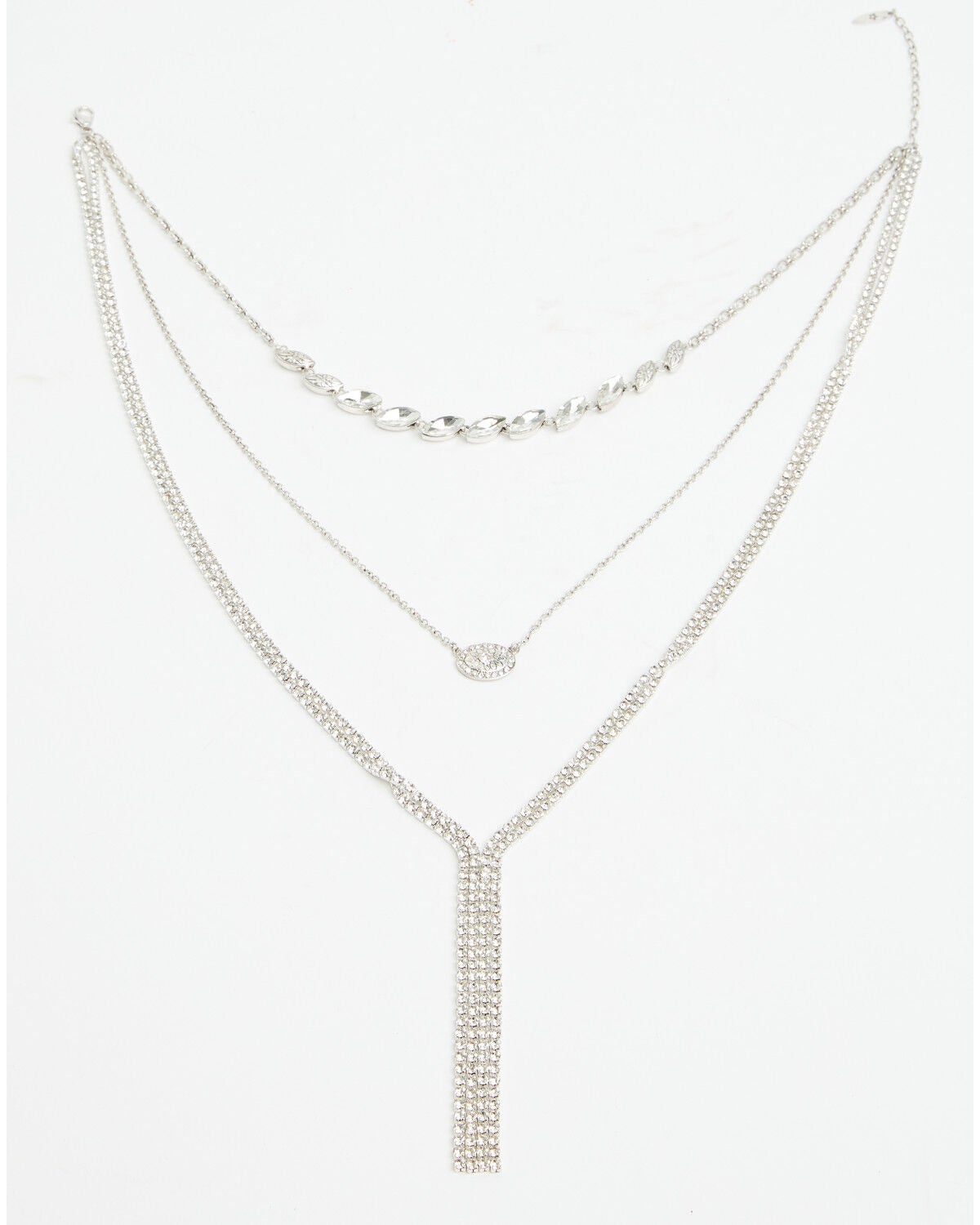 Lainey Wilson Women's 3 Row Stone Necklace, Silver, hi-res
