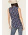 Image #4 - Rock & Roll Denim Women's Running Horses Sleeveless Snap Western Shirt, Navy, hi-res