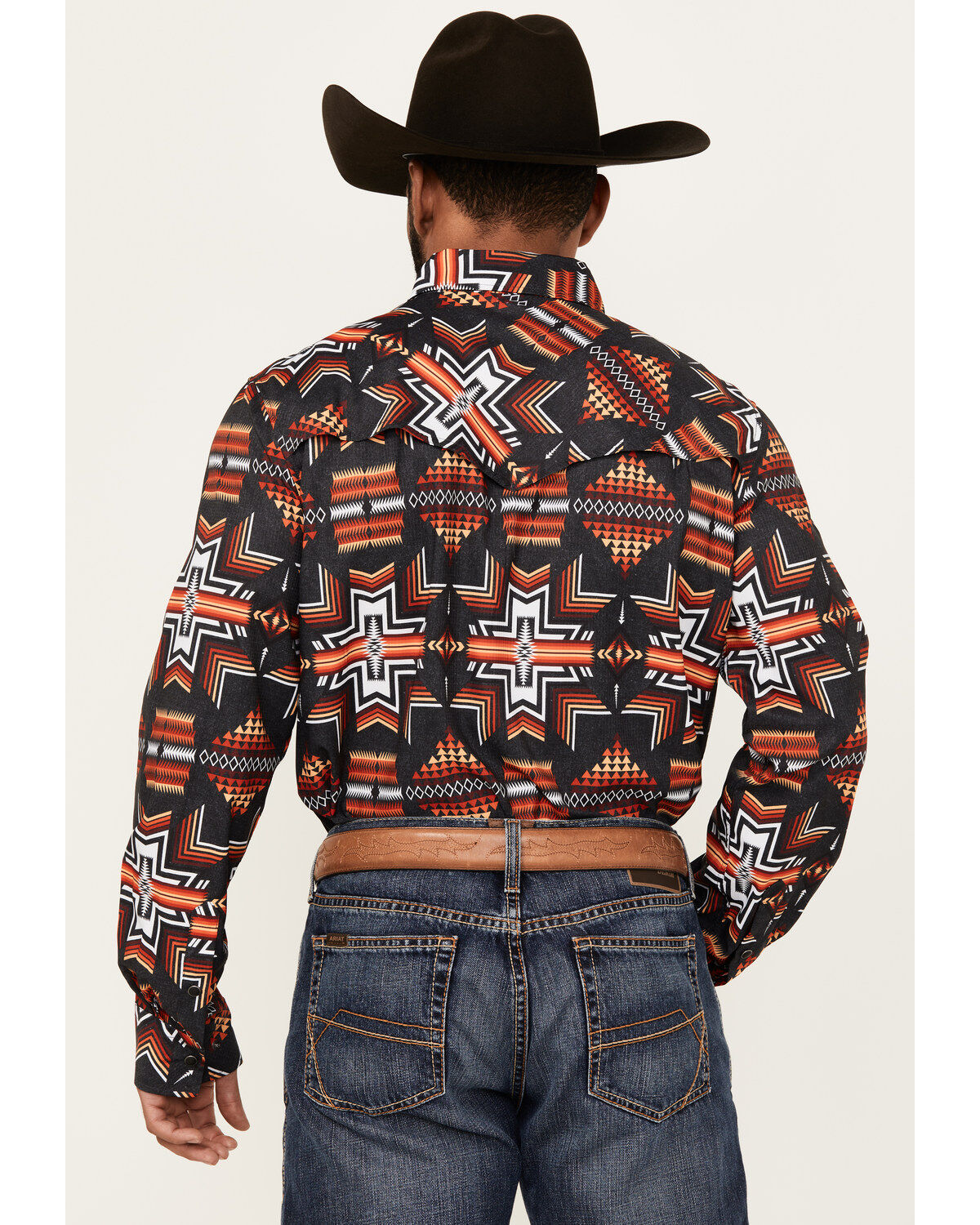 Image #4 - Rock & Roll Denim Men's Tek Southwestern Print Short Sleeve Snap Western Shirt, Black, hi-res