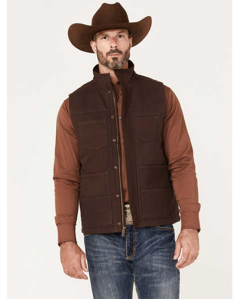 Blue Ranchwear Men's Insulated Duck Zip-Front Work Vest , Dark Brown, hi-res