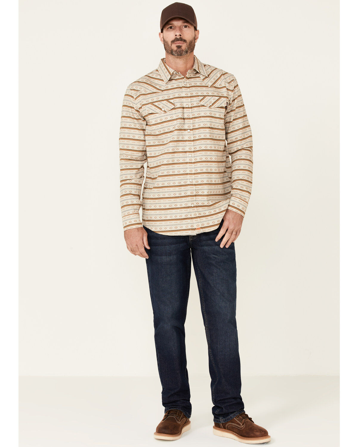 Image #2 - Cody James Men's FR Striped Long Sleeve Work Shirt, Tan, hi-res
