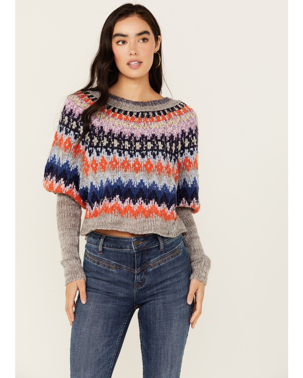 Free People Women's Home For The Holidays Sweater, Grey, hi-res