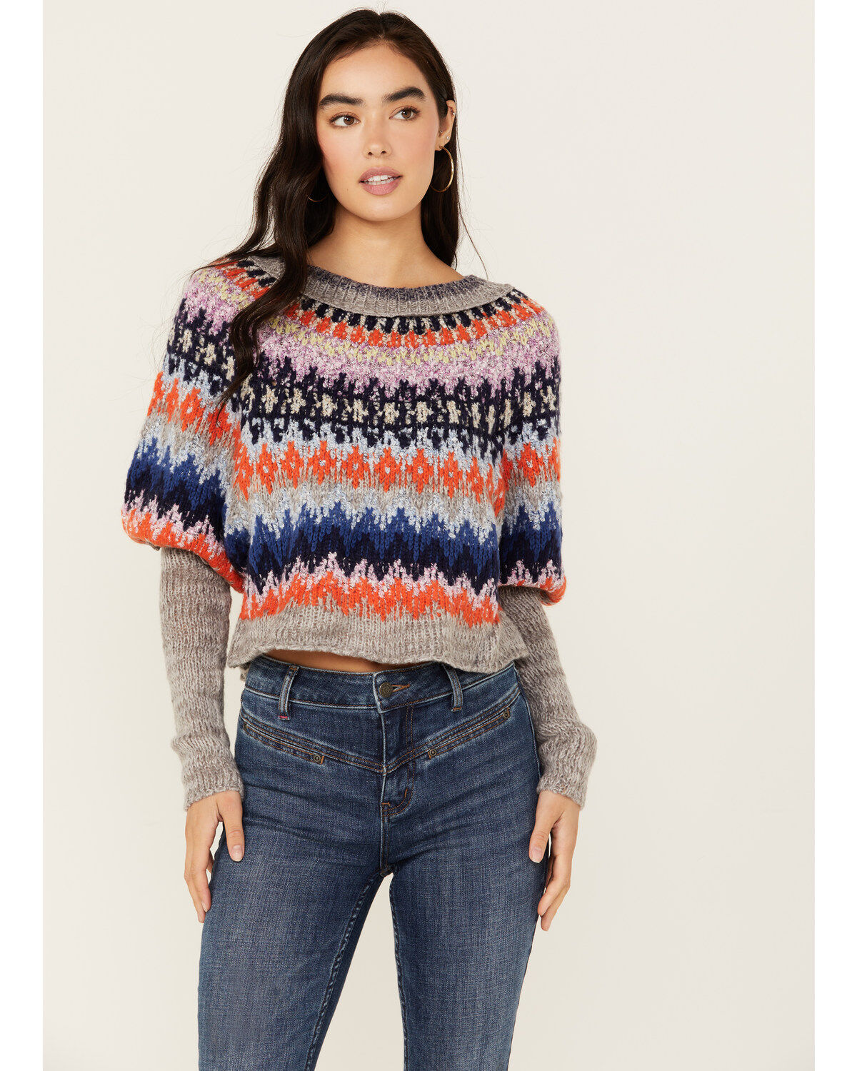 Image #1 - Free People Women's Home For The Holidays Sweater, Grey, hi-res