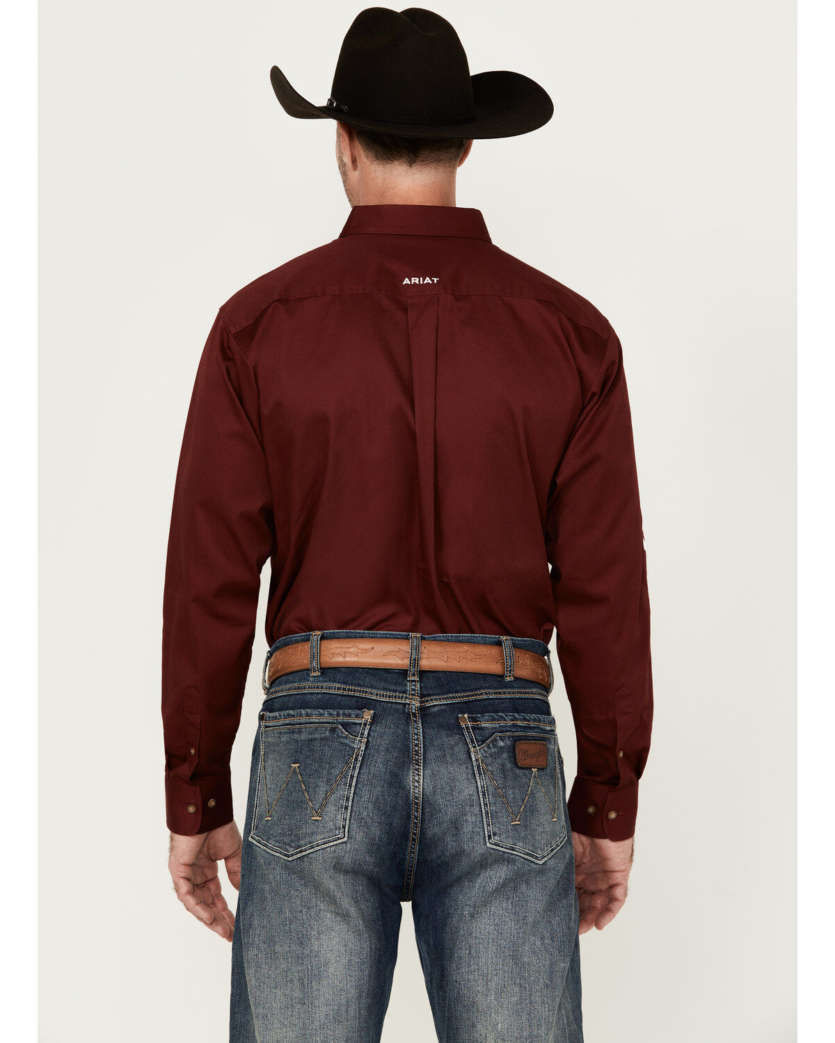 Image #4 - Ariat Men's Team Logo Twill Fitted Long Sleeve Button-Down Western Shirt, Burgundy, hi-res