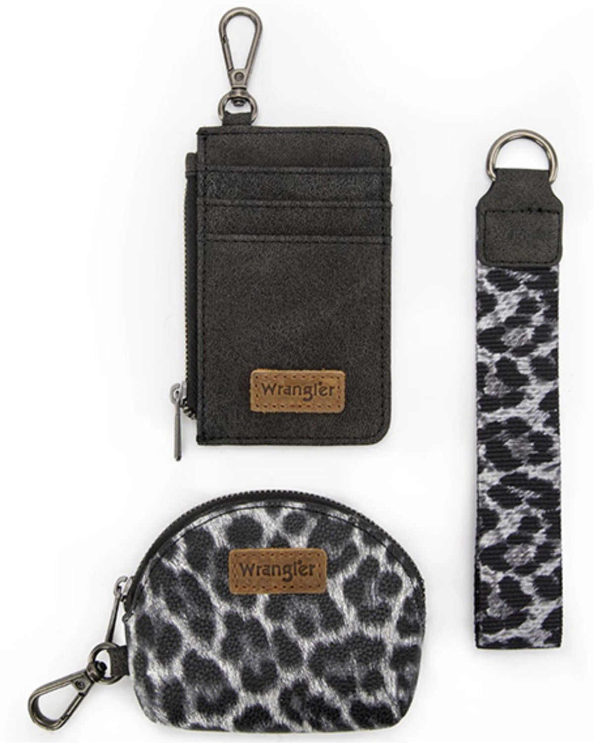 Image #3 - Wrangler Leopard Print Dual Pouch Wristlet, Black, hi-res