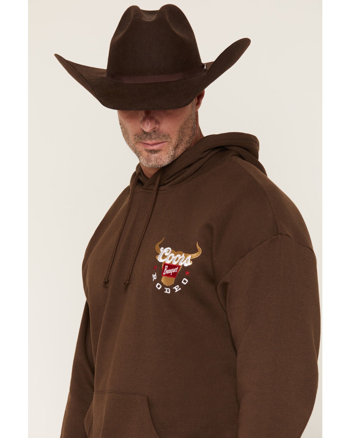 Image #3 - Coors Men's Boot Barn Exclusive Banquet Rodeo Badge Hooded Sweatshirt, Brown, hi-res