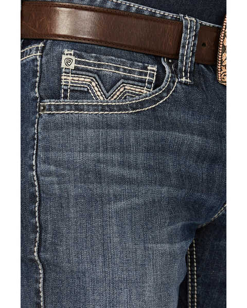 Image #2 - Rock & Roll Denim Men's Rifle Dark Vintage Wash Skinny Stretch Denim Jeans , Dark Medium Wash, hi-res