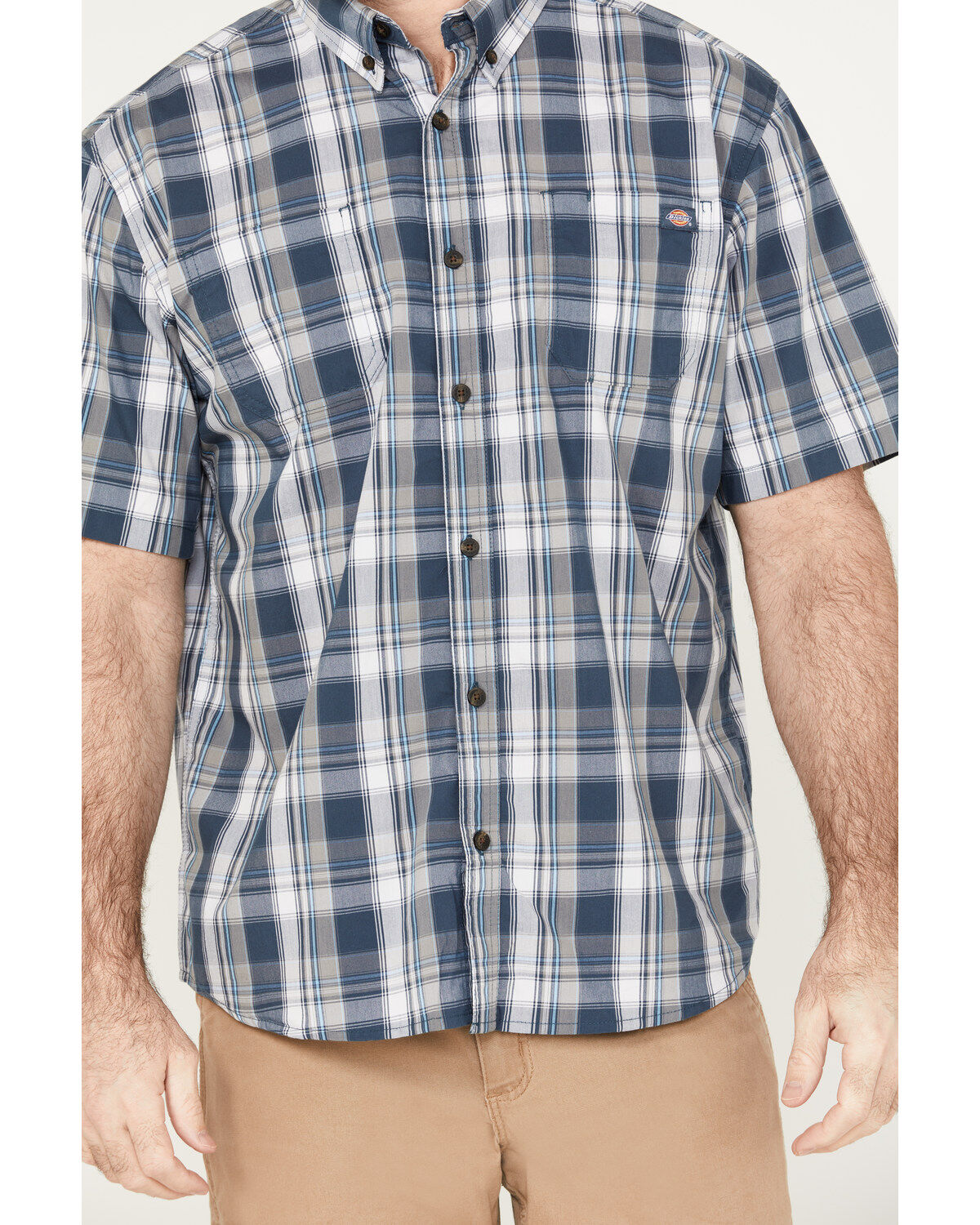 Dickies Men's Plaid Print Relaxed Fit Flex Short Sleeve