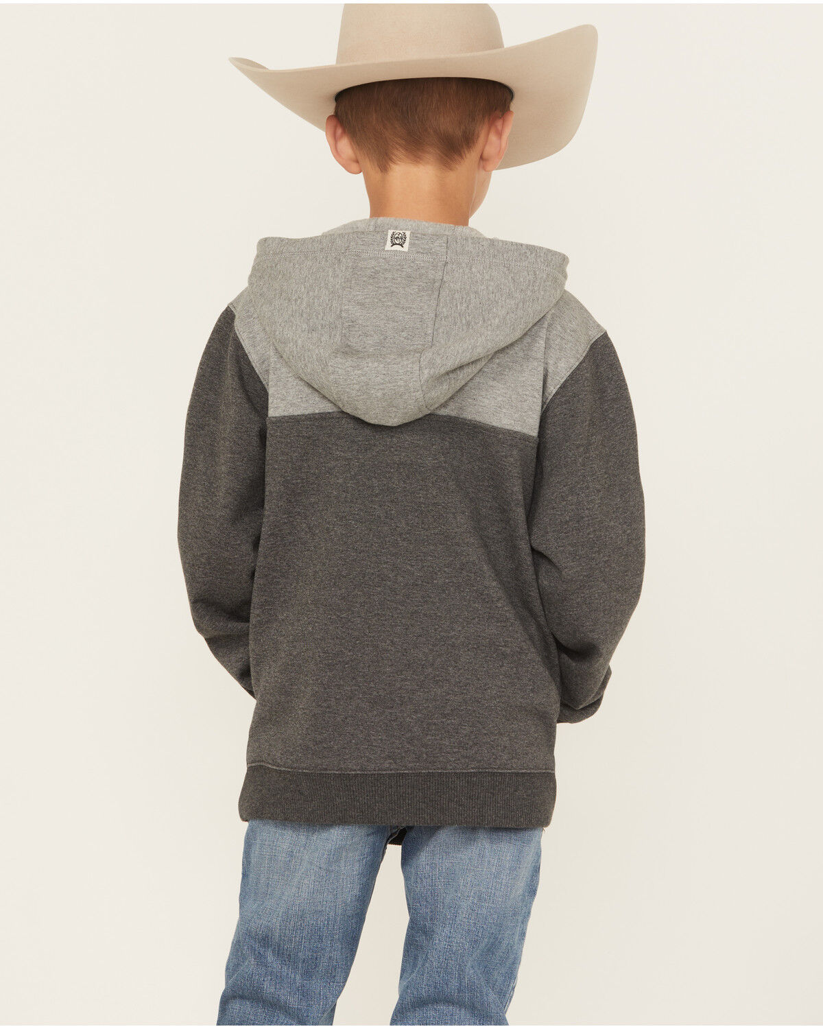 Image #4 - Cinch Boys' 1/4 Button-Down Hooded Pullover, Charcoal, hi-res