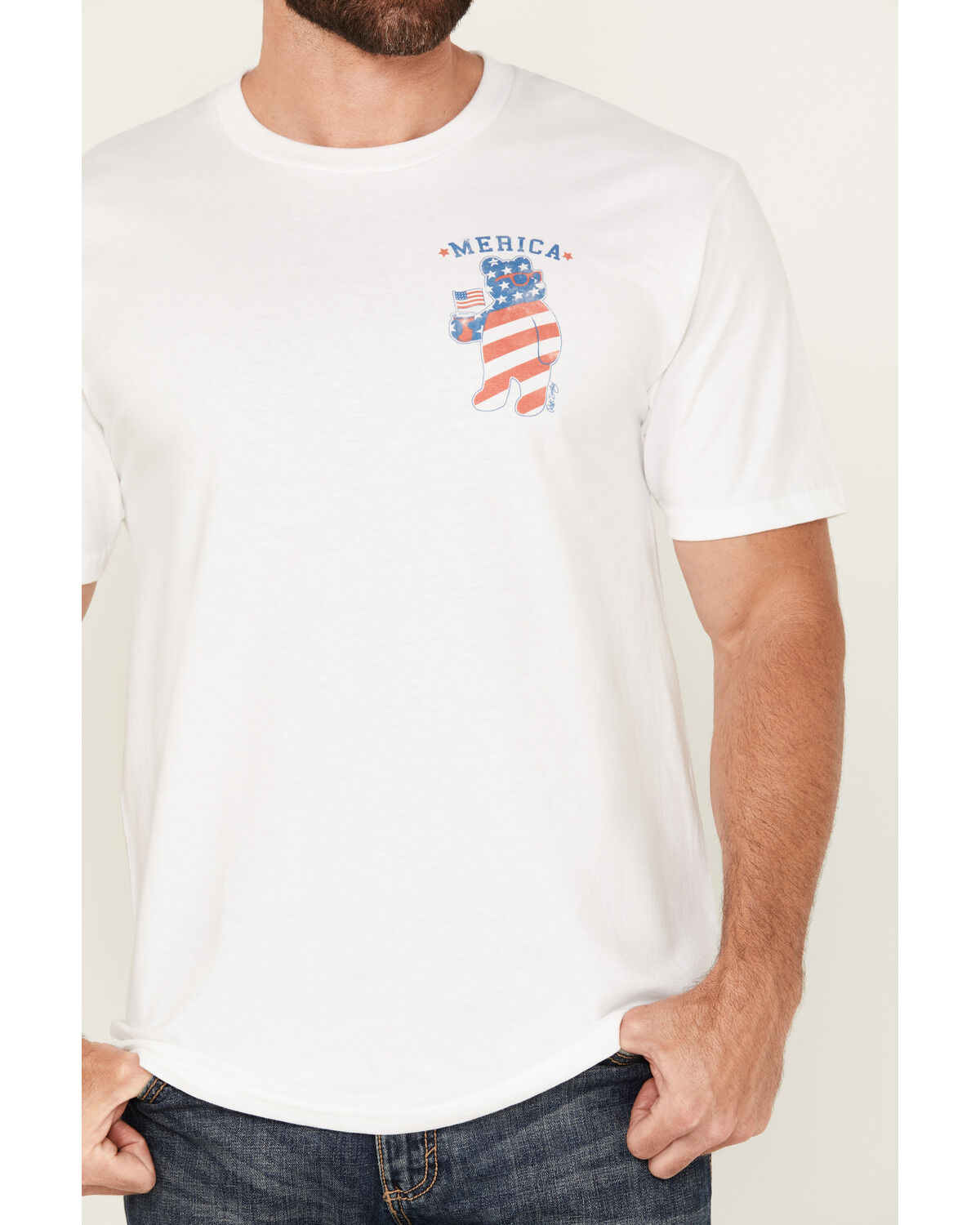 Image #3 - Riot Society Men's Merica Bear Short Sleeve Graphic T-Shirt, White, hi-res
