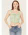 Image #1 - Rock & Roll Denim Women's Sleeveless Eyelet Corset Style Top, Jade, hi-res