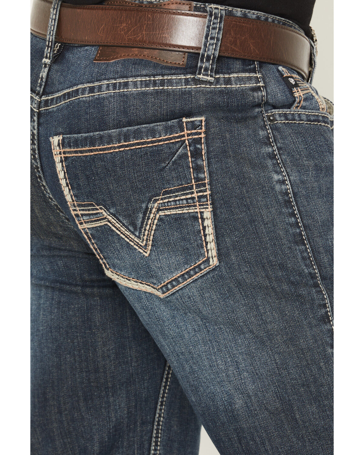 Image #4 - Rock & Roll Denim Men's Double Barrel Dark Wash Relaxed Straight Stretch Denim Jeans, Dark Wash, hi-res