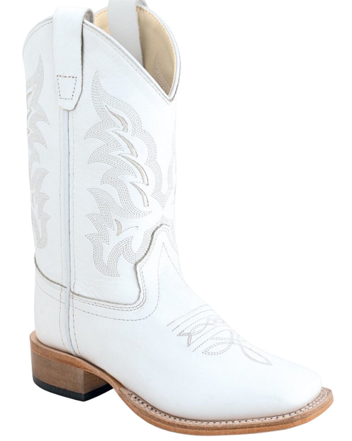 Image #1 - Old West Girls' Western Boots - Broad Square Toe, White, hi-res