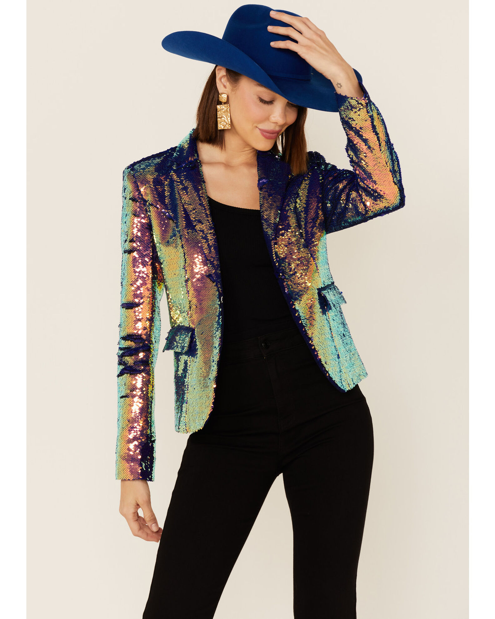 Inc rainbow discount sequin blazer