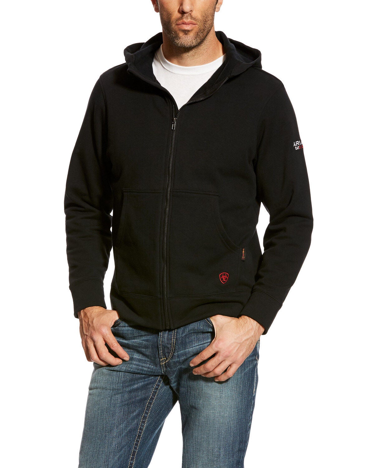 Ariat Men's Black FR Zip-Front Hooded Sweatshirt - Big, Black, hi-res