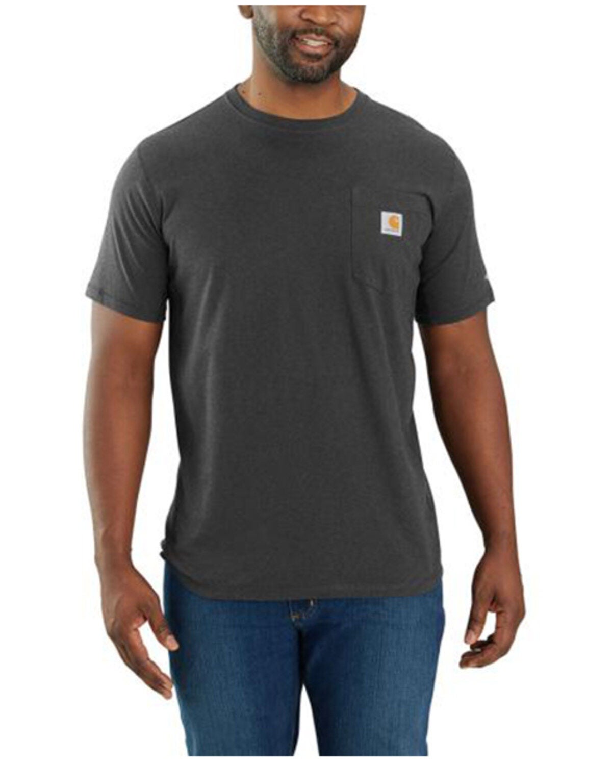 Carhartt Men's Force Relaxed Fit Midweight Short Sleeve Pocket T-Shirt - Tall, Grey, hi-res