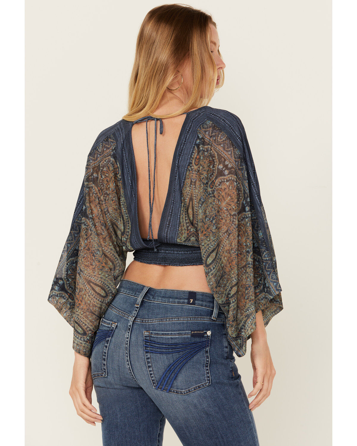 Product Name:  Beyond The Radar Women's Paisley Print Mesh Long Sleeve Top