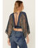 Image #4 - Beyond The Radar Women's Paisley Print Mesh Long Sleeve Top, Blue, hi-res